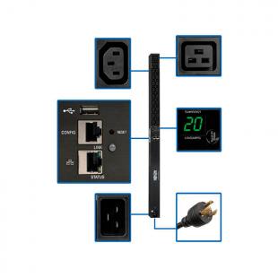 ETTPPDM0-001-0 - PDU 0U MONITORAVEL 208/240V MONOFASICA 20 TOMADAS(18 C13 E 2 C19) 16A C/ PLUG NEMA L6-20P(3,05M) - PDUMNV20HV2LX - EATON