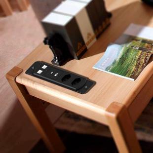 DNENPM2T-001-0 - PED MOB(PAINEL P/ IMOBILIARIO) C/ 2 TOMADAS(NBR 14136 10A) ,1 USB A,1 USB C, 2 PREP. DADOS RJ-45 FEMEA - DN-MOB-2T2D2U - D-NET