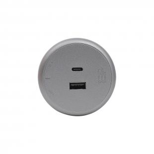 DNTEMUCZ-001-0 - MODULO USB TIPO-A TIPO-C P/ TRILHO DE ENERGIA CINZA - DN-TEMUSB-CZ - D-NET